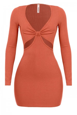 LONG SLEEVE MINI DRESS W/ FRONT CUTOUTS