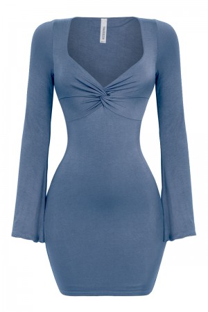 FRONT WRAP BELL SLEEVE MINI DRESS