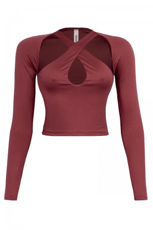 LONG SLEEVE CRISS CROSS CUT OUT TOP