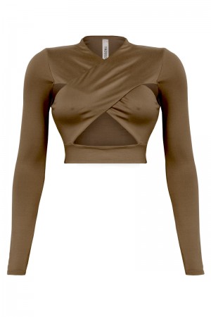 LONG SLEEVE CRISS CROSS CROP TOP