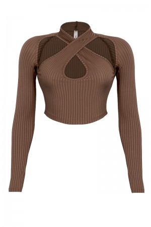 LONG SLEEVE RIBBED CROP TOP