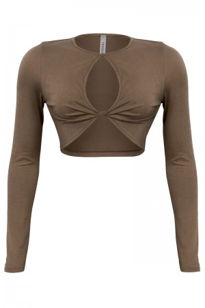 LONG SLEEVE FRONT TWIST CROP TOP