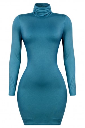LONG SLEEVE TURTLENECK MINI DRESS