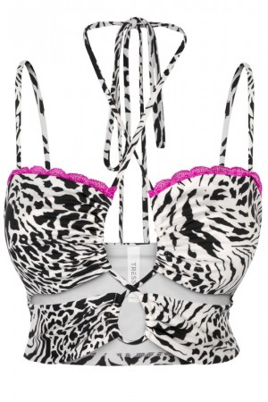 HALTER CAMI ANIMAL PRINT CROP TOP