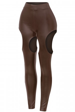 HIGH WAISTED LEATHER LEGGINGS W/ CUTOUTS