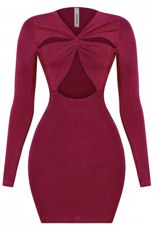 LONG SLEEVE FRONT CUTOUTS MINI DRESS