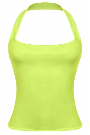 SLEEVELESS HALTER OPEN BACK CROP TOP