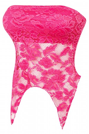 STRAPLESS FLORAL LACE Y2K CROP TOP