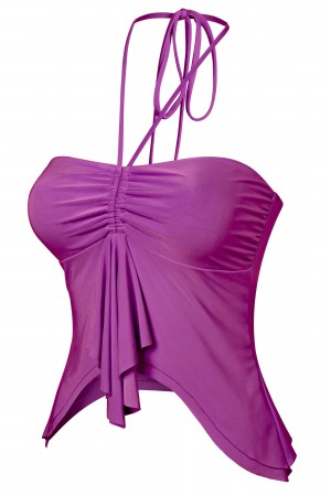 SLEEVELESS HALTER OPEN FRONT CROP TOP