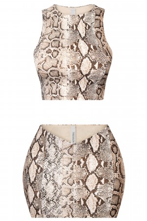 SNAKE PRINT CROP TOP & MINI SKIRT SET
