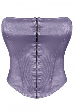 STRAPLESS METALLIC CORSET CROP TOP