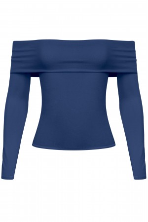 LONG SLEEVE FOLD OVER OFF SHOULDER TOP