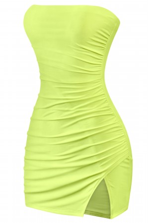 STRAPLESS MINI DRESS W/ SIDE SLIT