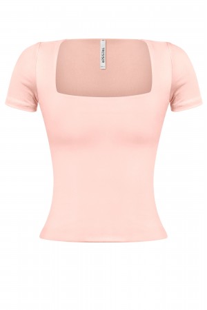 SHORT SLEEVE DEEP SCOOP CASUAL TOP