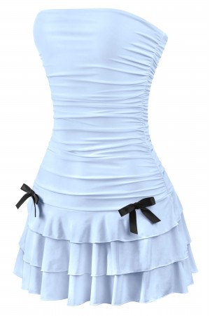COQUETTE STRAPLESS RUCHED RUFFLED MINI DRESS