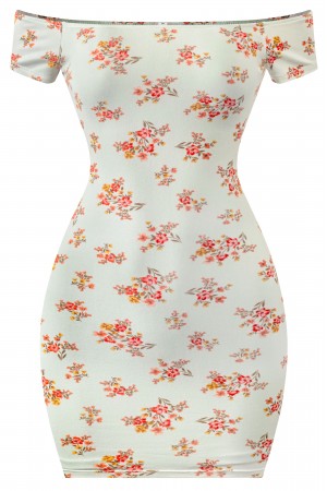OFF SHOULDER FLORAL PRINT MINI DRESS