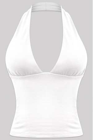 SLEEVELESS HALTER OPEN BACK CROP TOP