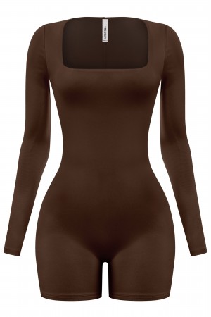 LONG SLEEVE SQUARE NECKLINE ROMPER