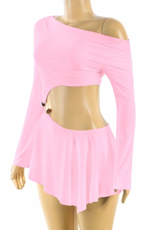 LONG SLEEVE ASYMMETRICAL CUTOUT MINI DRESS