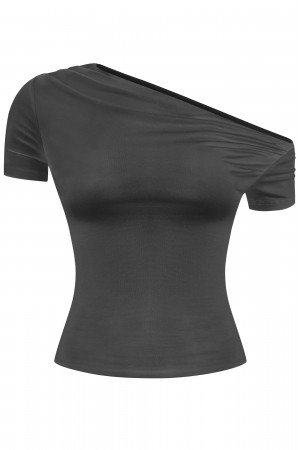 SHORT SLEEVE OFF SHOULDER CROP TOP