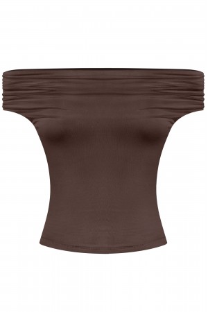 OFF SHOULDER RUCHED CROP TOP