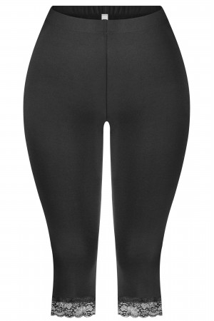 MID-WAISTED CAPRI LACE TRIM LEGGINGS