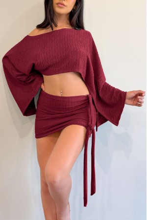 LONG SLEEVE & MINI SKIRT W/ DRAPE TIE SET