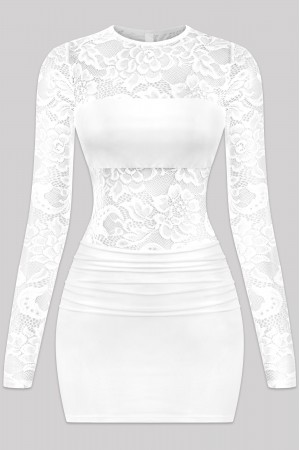 LONG SLEEVE LACE MINI DRESS