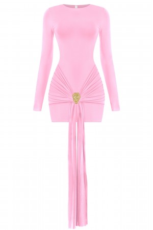 LONG SLEEVE FRONT TIE MINI DRESS