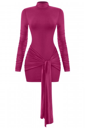 LONG SLEEVE FRONT TIE MINI DRESS