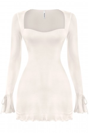 LONG SLEEVE SQUARENECK MINI DRESS