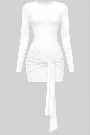 LONG SLEEVE FRONT TIE MINI DRESS